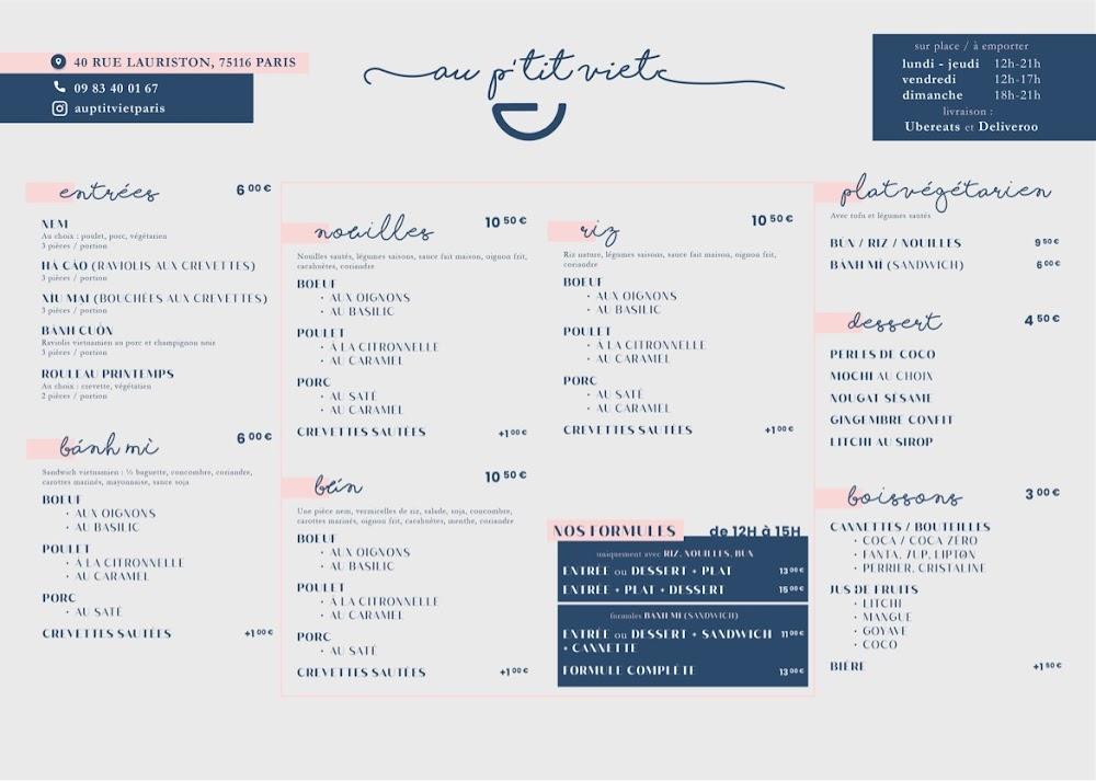 Au P’tit Viet - Menu Image 1
